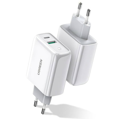 Chargeur réseau UGREEN CD170, 36W, 3A, 1 x USB-A - 1 x USB-C, blanc 