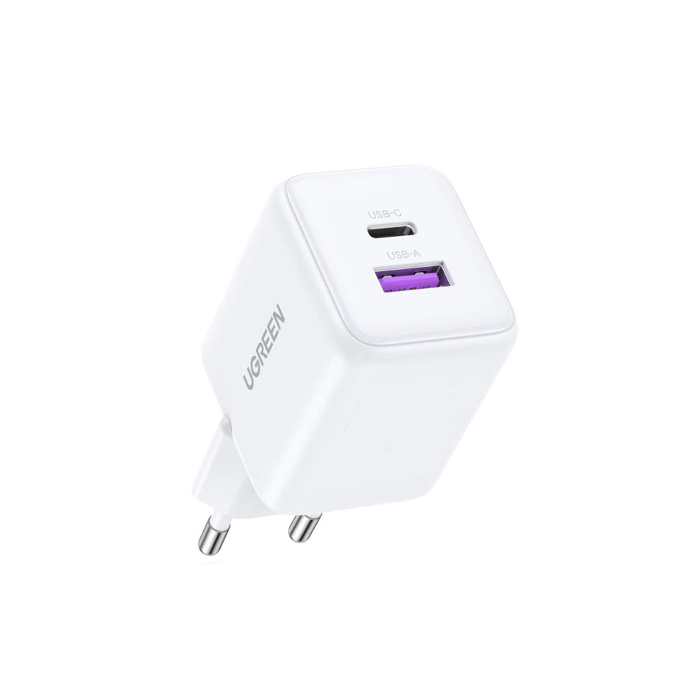 Chargeur Réseau UGREEN X516, 30W, 3A, 1 x USB-A - 1 x USB-C, Blanc