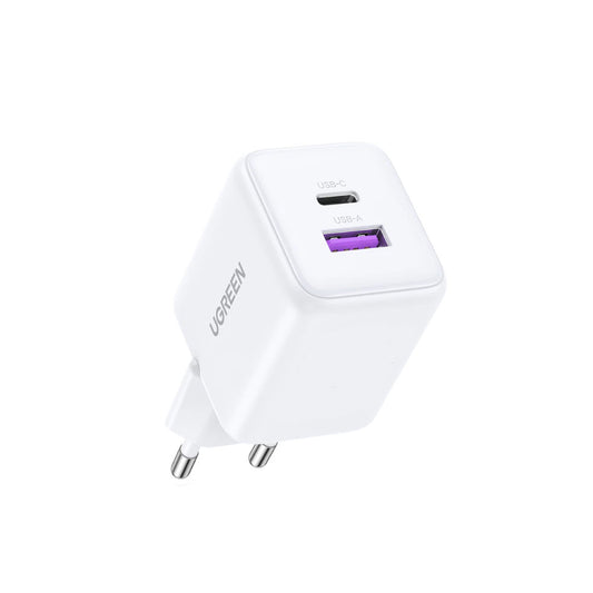 Chargeur Réseau UGREEN X516, 30W, 3A, 1 x USB-A - 1 x USB-C, Blanc