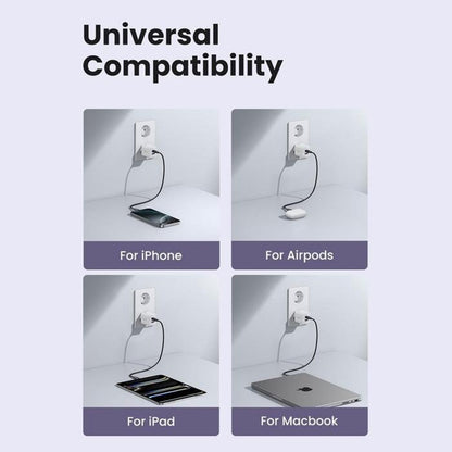Chargeur Réseau UGREEN X516, 30W, 3A, 1 x USB-A - 1 x USB-C, Blanc