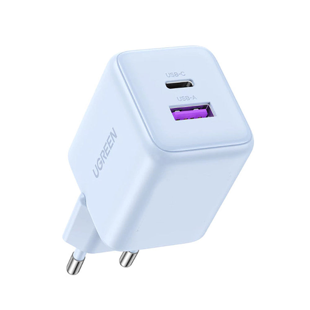 Chargeur Réseau UGREEN X516, 30W, 3A, 1 x USB-A - 1 x USB-C, Bleu