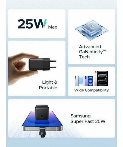 Chargeur Réseau UGREEN X517, 25W, 3A, 1 x USB-C, Noir