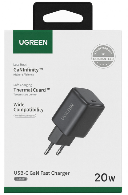 Chargeur Réseau UGREEN X517, 25W, 3A, 1 x USB-C, Noir