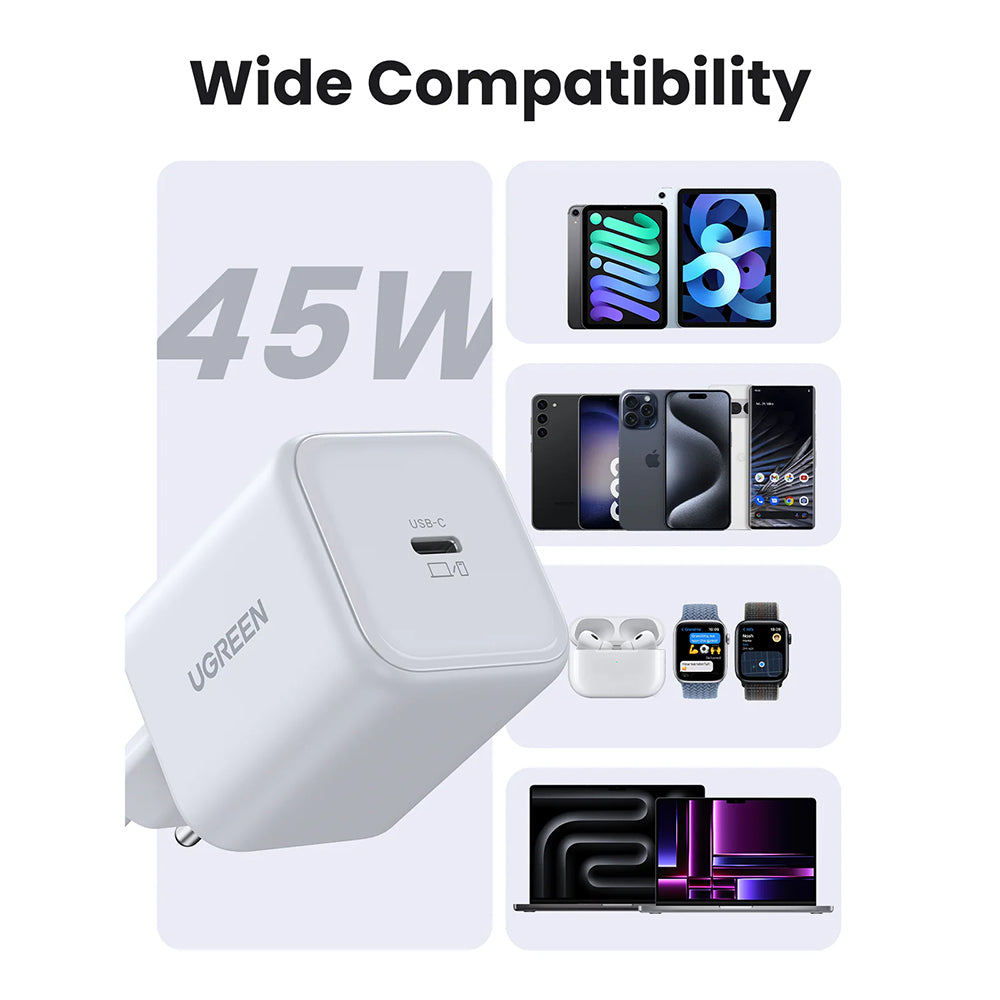 Chargeur secteur UGREEN X524 (65053), 45W, 3A, 1 x USB-C, Blanc