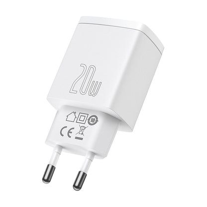 Baseus Chargeur réseau compact, 20W, 3A, 1 x USB-A - 1 x USB-C, blanc CCXJ-B02