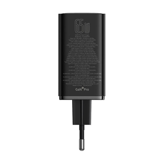 Chargeur réseau USB-C Baseus GaN 6 Pro, 65W, 3,25A, 2 x USB-A - 2 x USB-C, Noir P10162701113113-00
