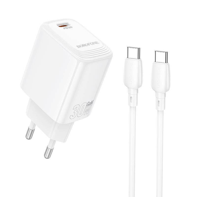 Chargeur réseau avec câble USB-C Borofone BN28 Fuente, 30W, 3A, 1 x USB-C, Blanc