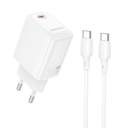 Chargeur réseau avec câble USB-C Borofone BN28 Fuente, 30W, 3A, 1 x USB-C, Blanc