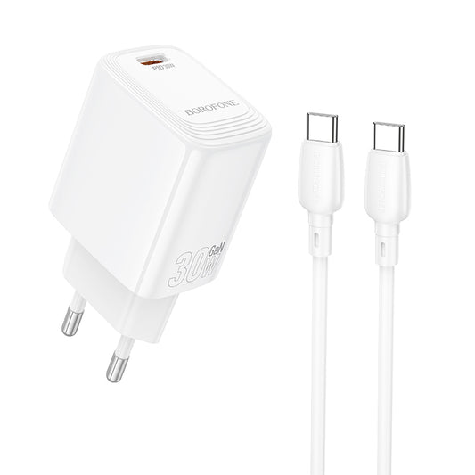 Chargeur réseau avec câble USB-C Borofone BN28 Fuente, 30W, 3A, 1 x USB-C, Blanc