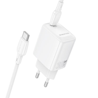 Chargeur réseau avec câble USB-C Borofone BN28 Fuente, 30W, 3A, 1 x USB-C, Blanc