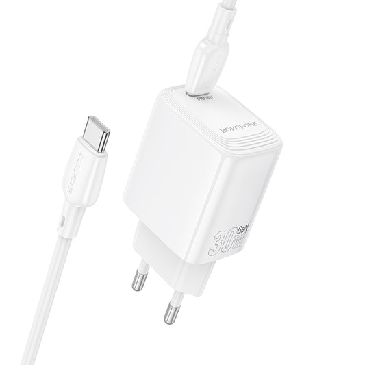 Chargeur réseau avec câble USB-C Borofone BN28 Fuente, 30W, 3A, 1 x USB-C, Blanc