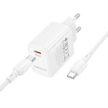 Chargeur réseau avec câble USB-C Borofone BN28 Fuente, 30W, 3A, 1 x USB-C, Blanc
