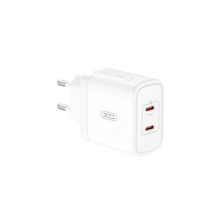 Chargeur réseau avec câble USB-C XO Design CE08, 50W, 3A, 2 x USB-C, blanc