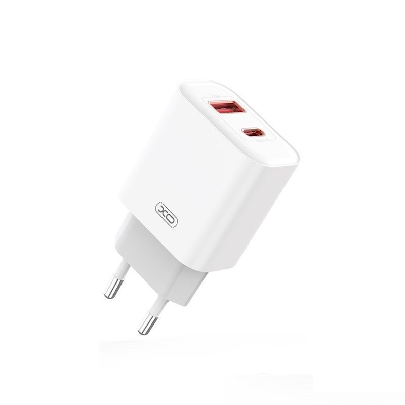 Chargeur réseau avec câble USB-C XO Design CE12, 20W, 3A, 1 x USB-A - 1 x USB-C, blanc