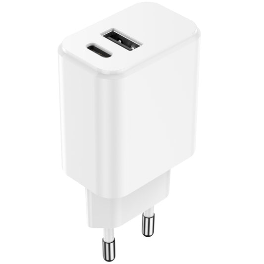 Chargeur réseau Setty, 20W, 3A, 1 x USB-A - 1 x USB-C, blanc