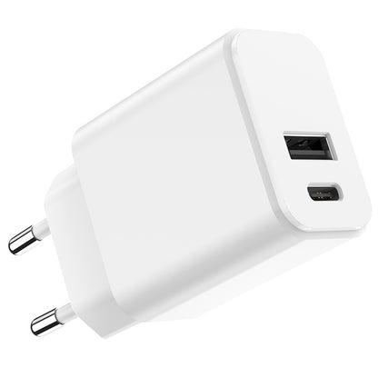 Chargeur réseau Setty, 20W, 3A, 1 x USB-A - 1 x USB-C, blanc