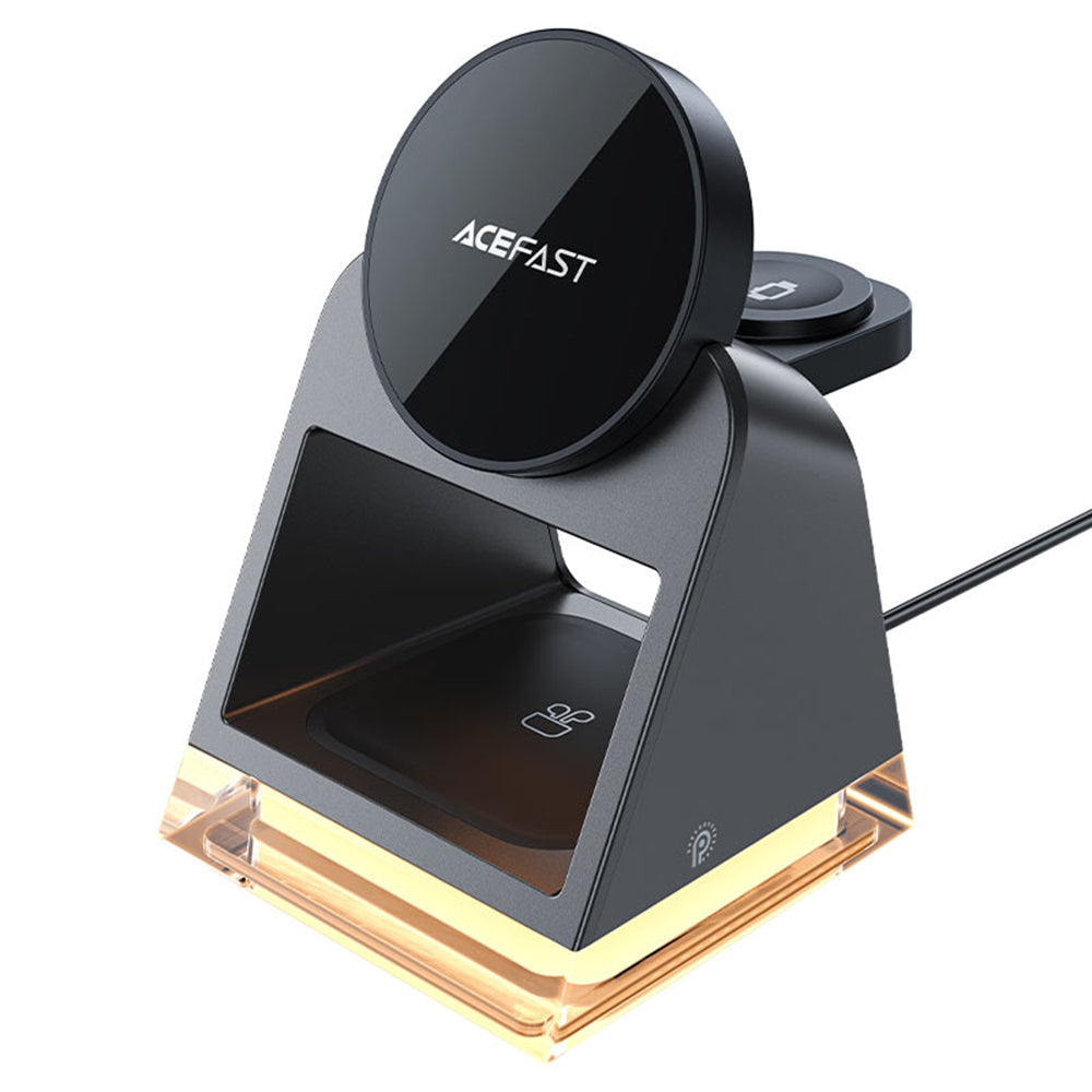 Chargeur Réseau Sans Fil Acefast E17 3-en-1, 15W, 1.67A, Noir