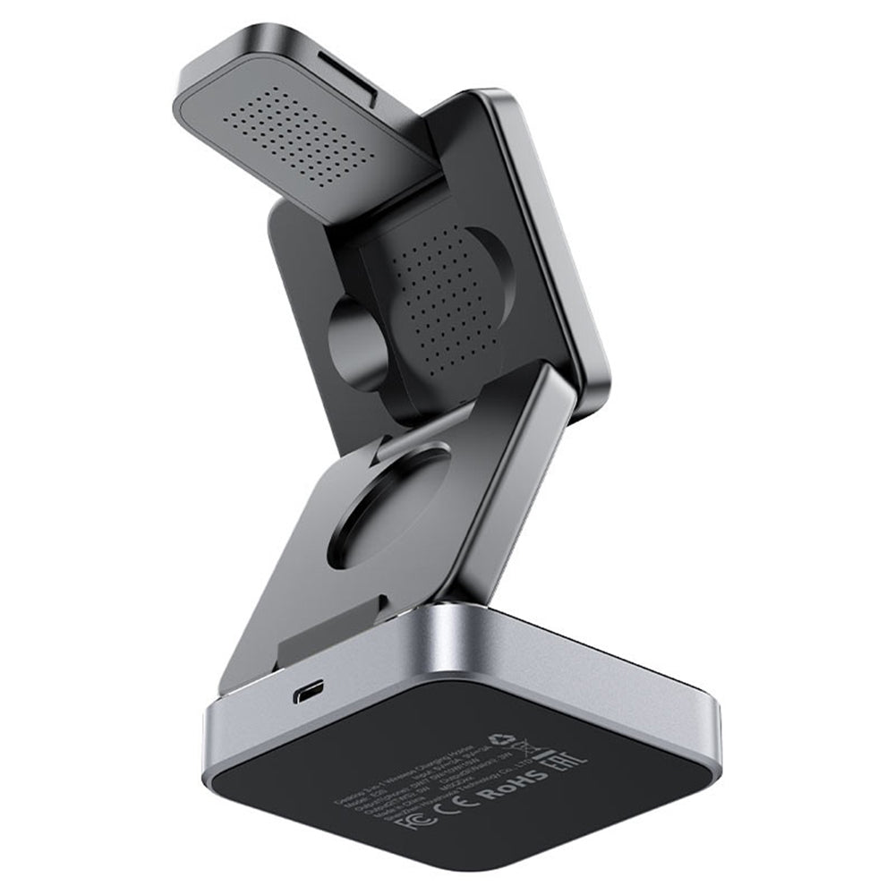 Chargeur Réseau Sans Fil Acefast E21 3en1, 23W, 1.67A, Gris