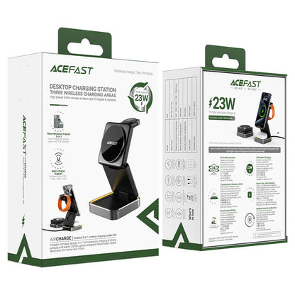 Chargeur Réseau Sans Fil Acefast E21 3en1, 23W, 1.67A, Gris