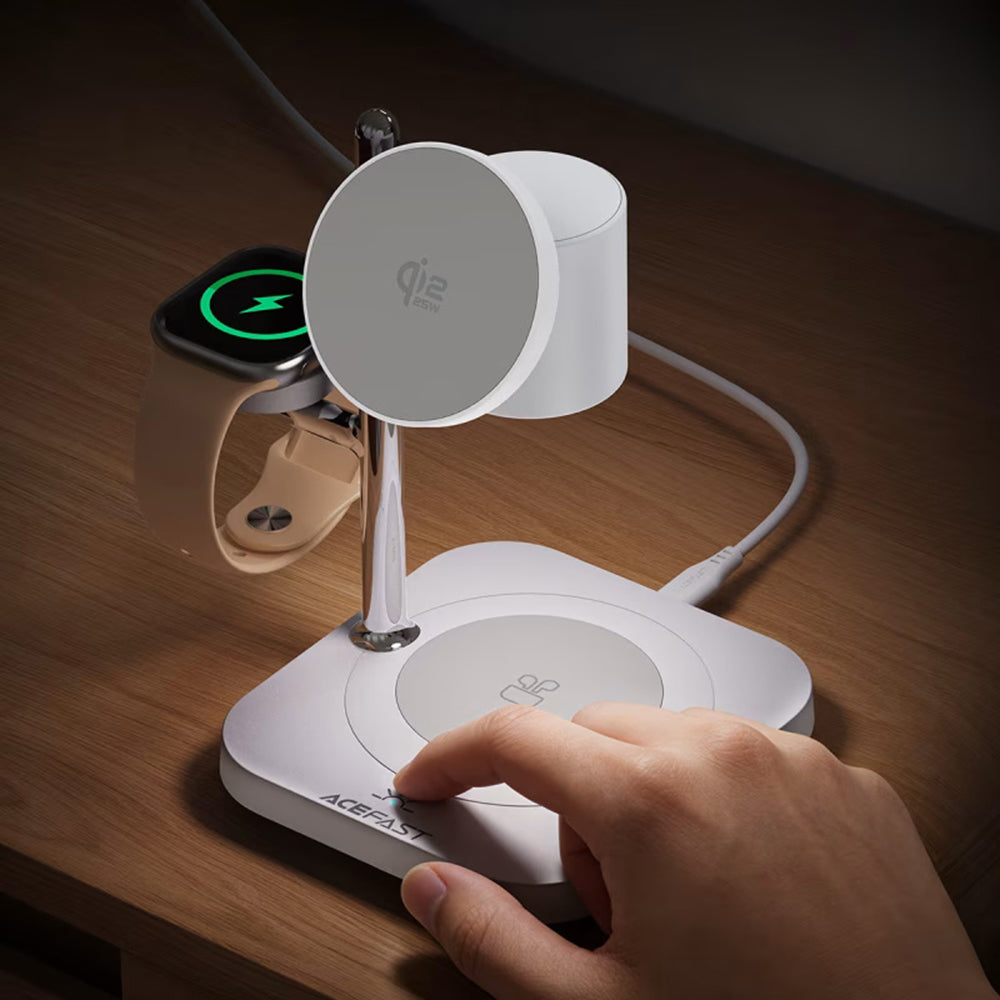 Chargeur Réseau Sans Fil Acefast E39 3en1, 32.5W, Blanc