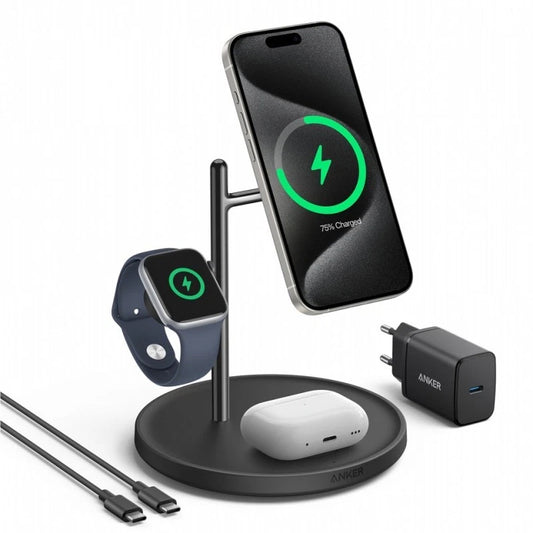Chargeur Réseau Sans Fil Anker MagGo 3in1, 25W, 1.67A, Noir B25M3311
