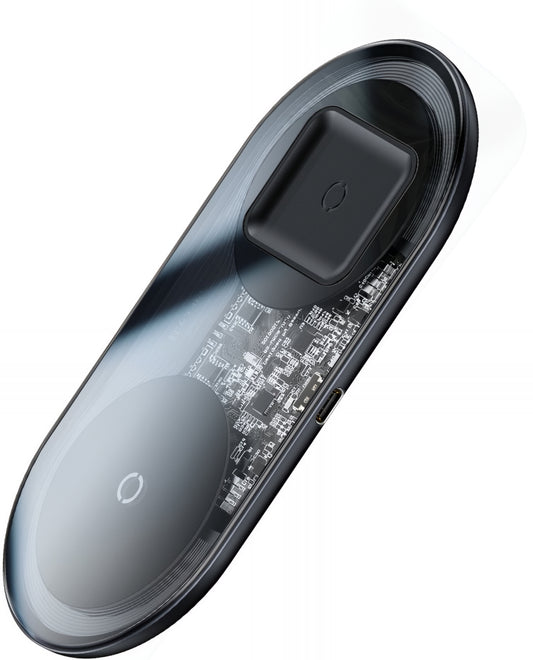 Chargeur Réseau Sans Fil Baseus Simple 2in1, 15W, 1.67A, Transparent WXJK-A01