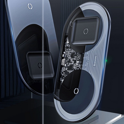 Chargeur Réseau Sans Fil Baseus Simple 2in1, 15W, 1.67A, Transparent WXJK-A01