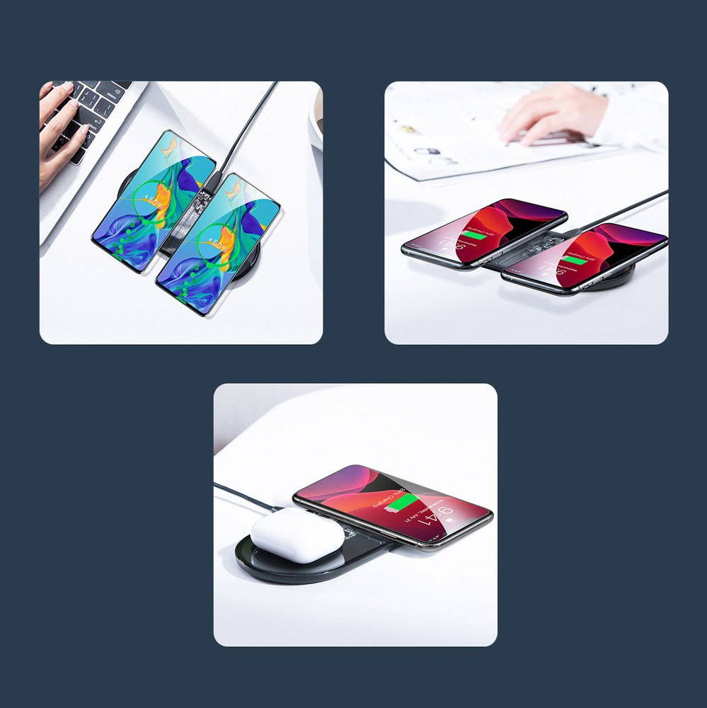 Chargeur Réseau Sans Fil Baseus Simple 2in1, 15W, 1.67A, Transparent WXJK-A01