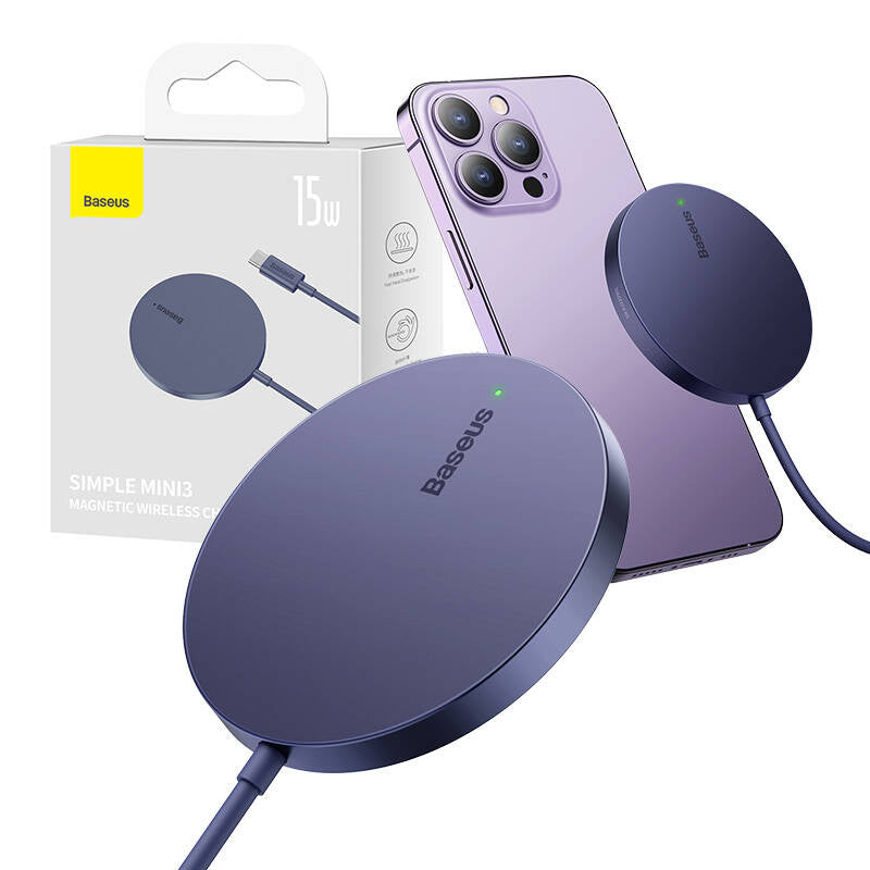 Chargeur Réseau Sans Fil Baseus Simple Mini3, 15W, 1.67A, Mauve CCJJ040205