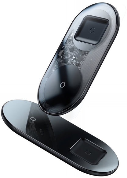 Chargeur Réseau Sans Fil Baseus Simple 2in1, 15W, 1.67A, Transparent WXJK-A01