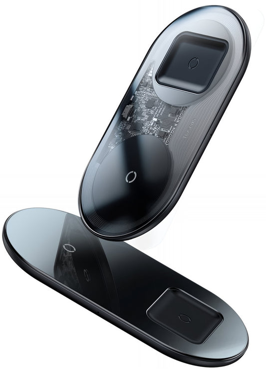 Chargeur Réseau Sans Fil Baseus Simple 2in1, 15W, 1.67A, Transparent WXJK-A01