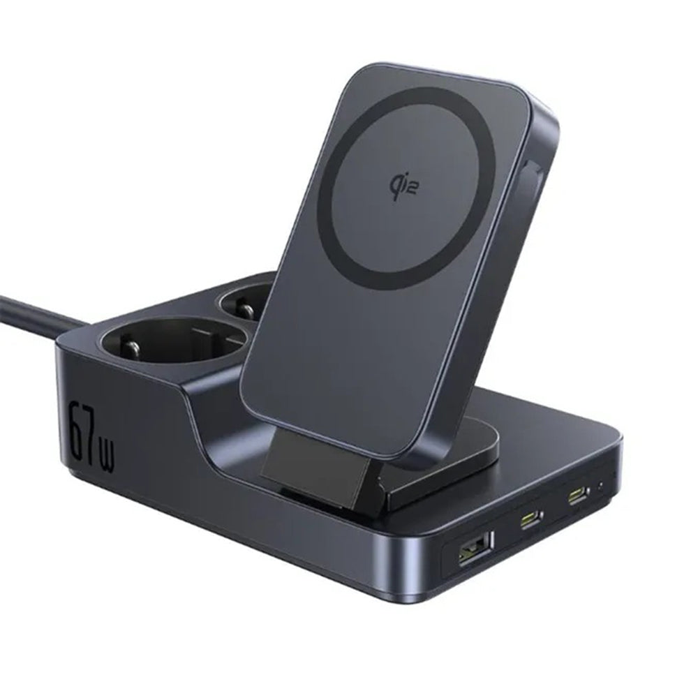 Chargeur Station Baseus Nomos ND11 QI 6en1, 67W, 3.35A, 1 x USB-A - 2 x USB-C - 2 x Schuko, Noir P80015804213-00