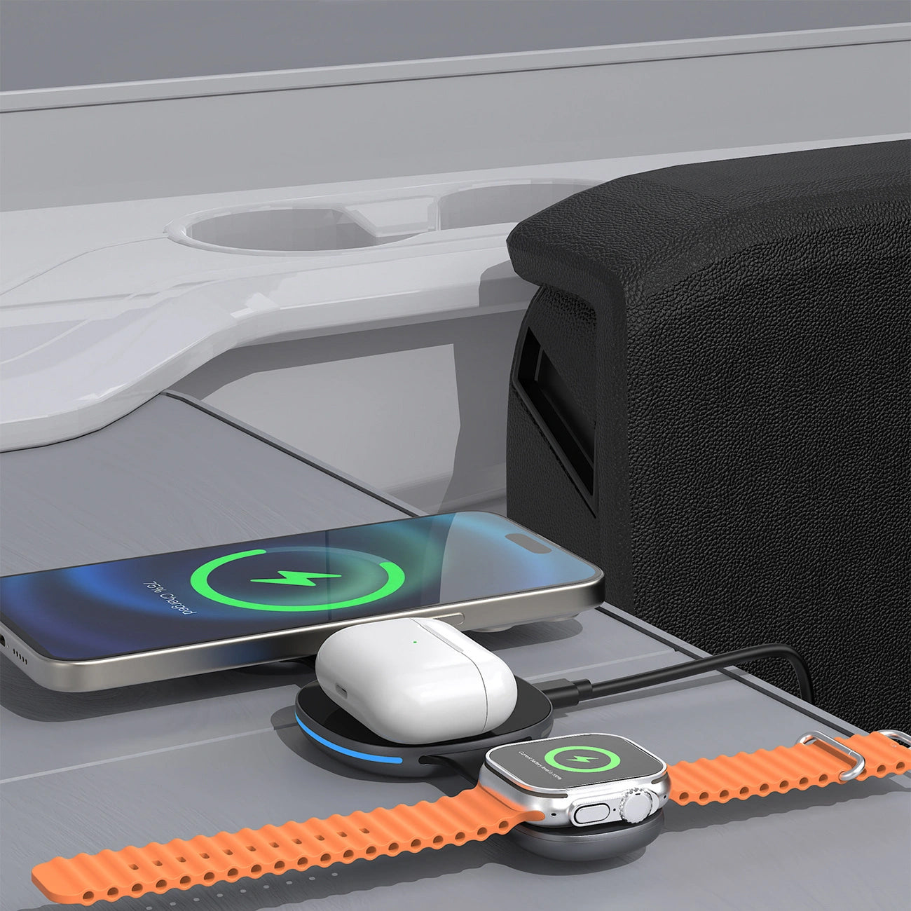 Chargeur Réseau Sans Fil Dudao A11S 3en1, 15W, Noir