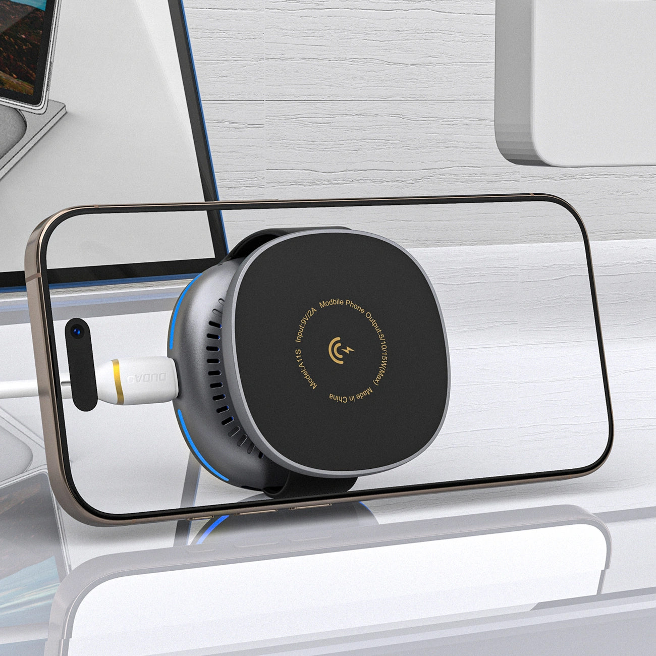 Chargeur Réseau Sans Fil Dudao A11S 3en1, 15W, Noir