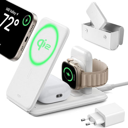 Chargeur Réseau Sans Fil ESR Travel 3en1, 15W, 1.67A, Blanc