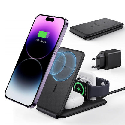 Chargeur Réseau Sans Fil ESR Travel 3en1, 15W, 1.67A, Noir