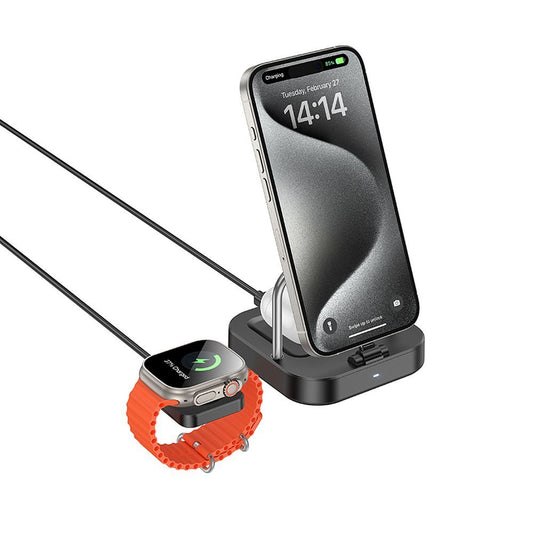 Chargeur Réseau Sans Fil HOCO CQ16A 3en1, 15W, 1.67A, Noir