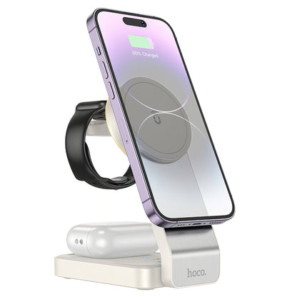 Chargeur Réseau Sans Fil HOCO CQ3 3en1, 15W, 1.67A, Blanc
