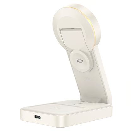 Chargeur Réseau Sans Fil HOCO CQ3 3en1, 15W, 1.67A, Blanc