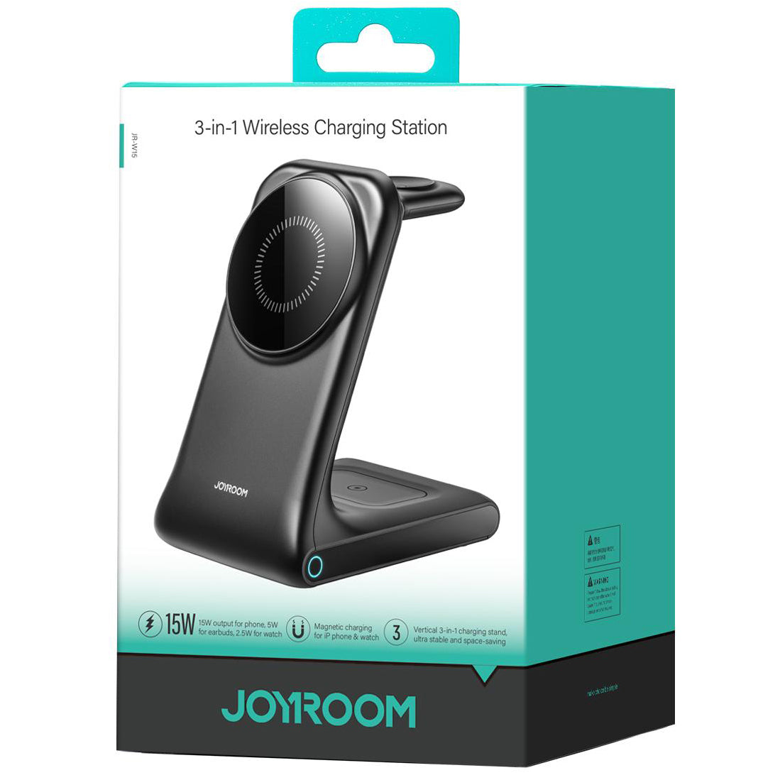 Chargeur Réseau Sans Fil Joyroom JR-W15 3en1, 15W, 1.67A, Noir
