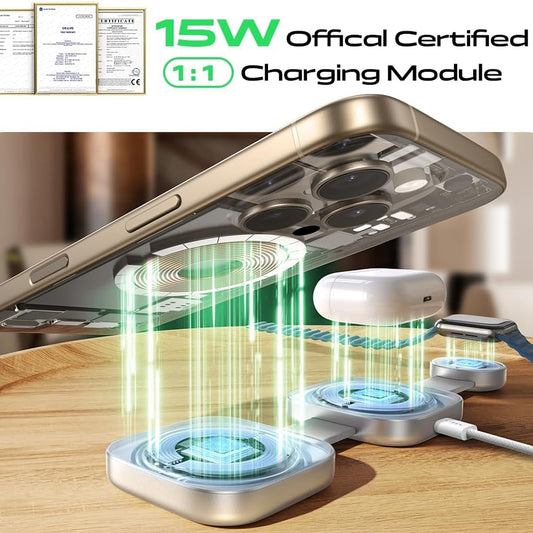 Chargeur Réseau Sans Fil Lisen 3en1, 15W, 1.67A, Gris YL0424040001