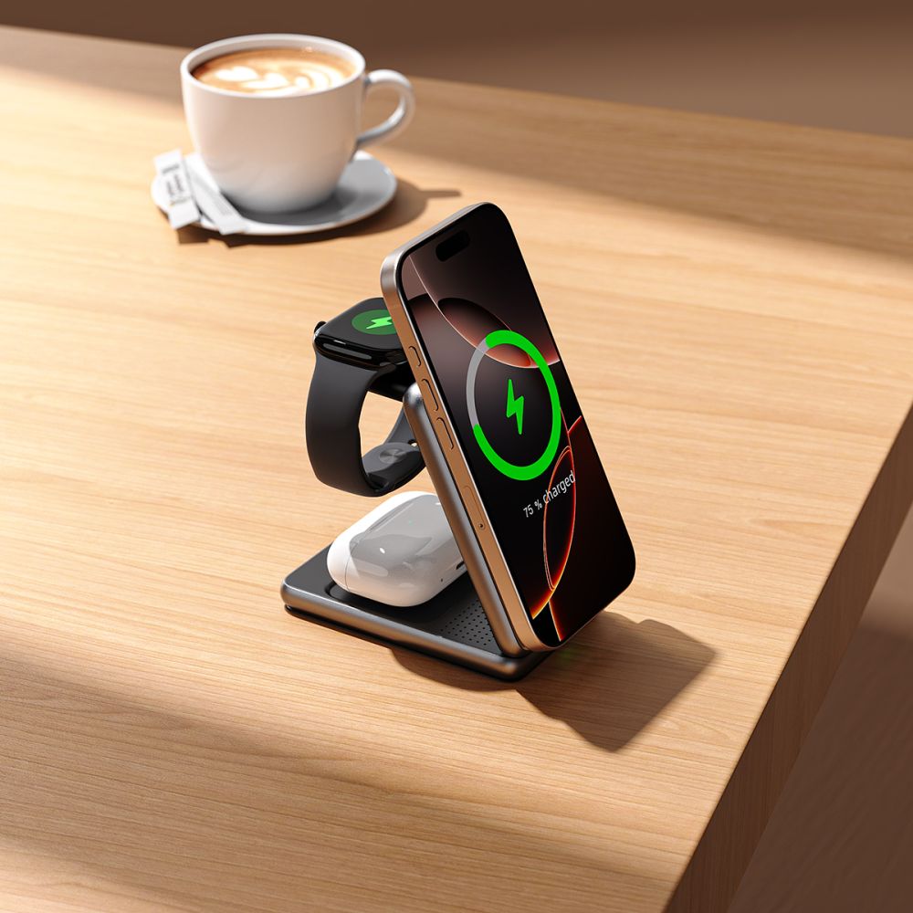 Tech-Protect A42 3in1 Wireless Network Charger, 15W, 1.67A, Grey