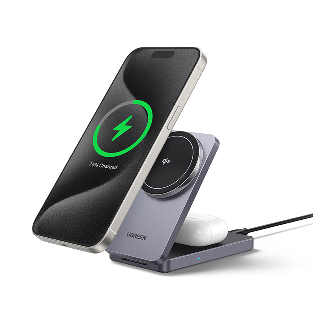 Chargeur Réseau Sans Fil UGREEN W706 2en1, 20W, 1.67A, Noir