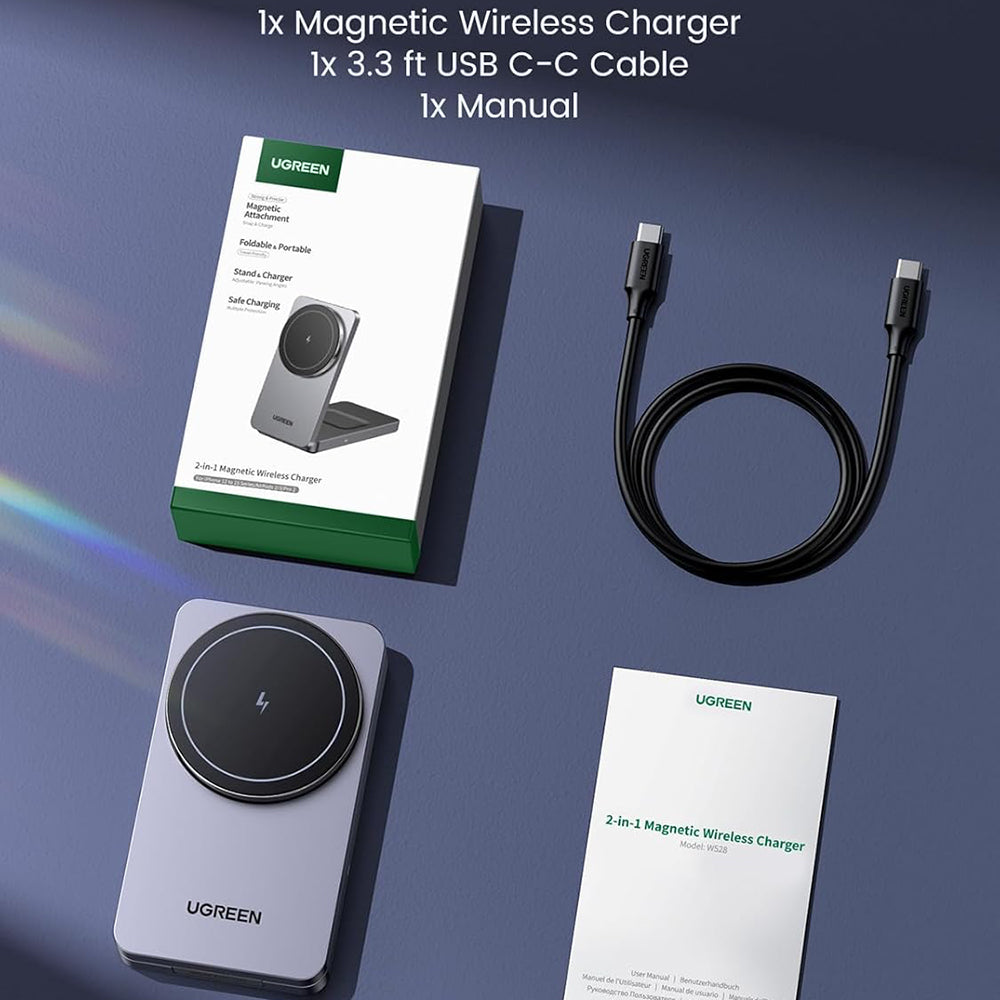 Chargeur Réseau Sans Fil UGREEN W528 2en1, 20W, 1.67A, Noir