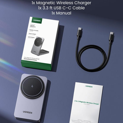 Chargeur Réseau Sans Fil UGREEN W528 2en1, 20W, 1.67A, Noir