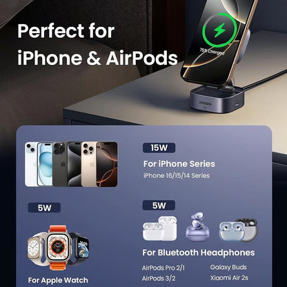UGREEN W702 3in1 Wireless Network Charger, 20W, 1.67A, 1 x USB-C, Black