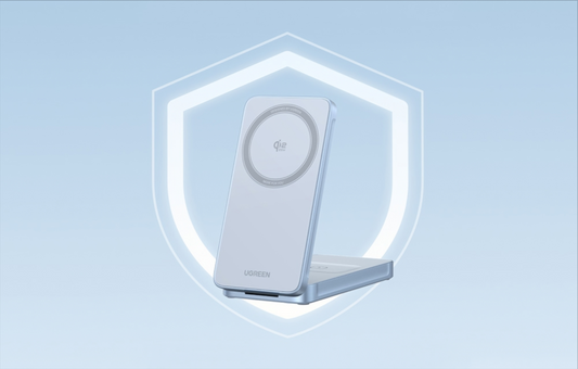 Chargeur Secteur Sans Fil UGREEN MagFlow 2en1, 25W, Bleu, Reconditionné