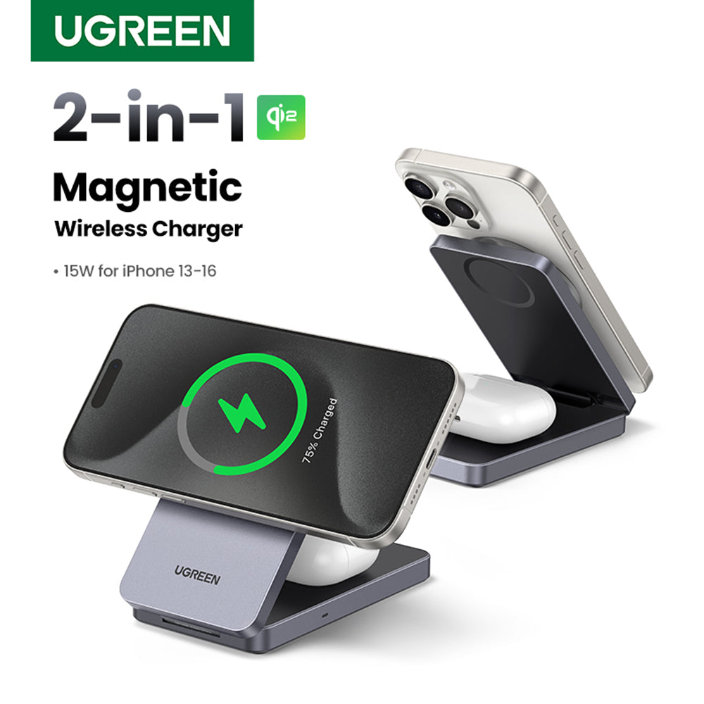 Chargeur Réseau Sans Fil UGREEN W706 2en1, 20W, 1.67A, Noir