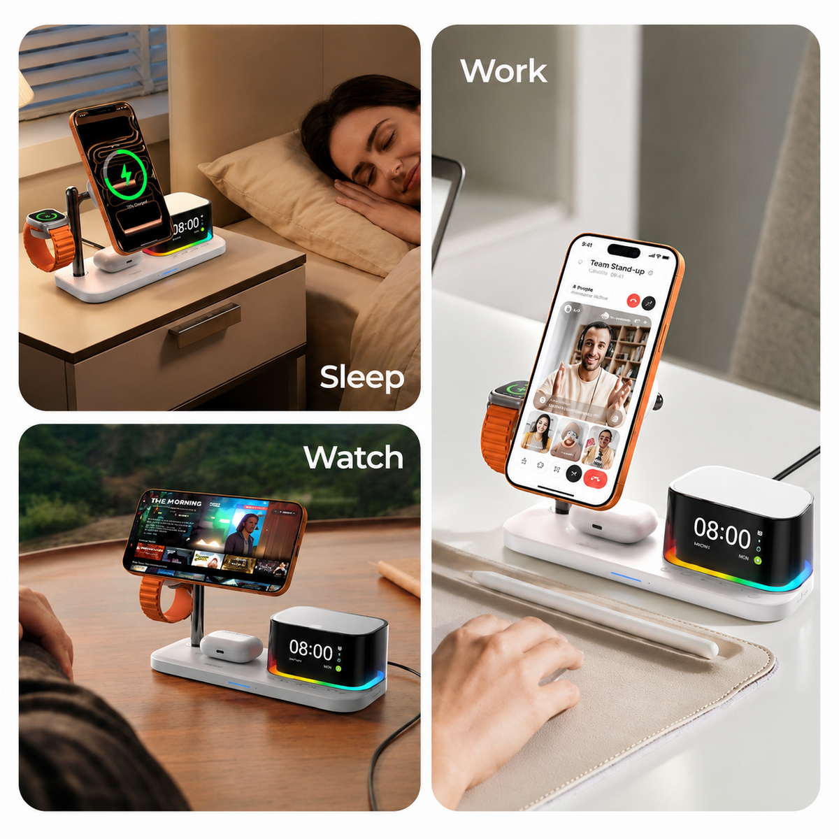 Wireless Network Charger with Bluetooth Speaker XO Design CX045 5in1, 25W, White