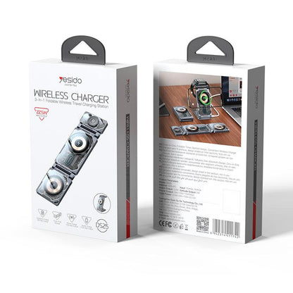 Chargeur Réseau Sans Fil Yesido DS25 3-en-1, 15W, 1.67A, Noir